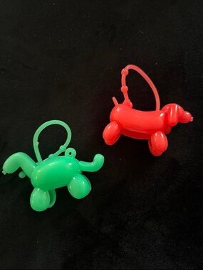 Bath & Body Works Green and Red Balloon Animal Keychain Pair